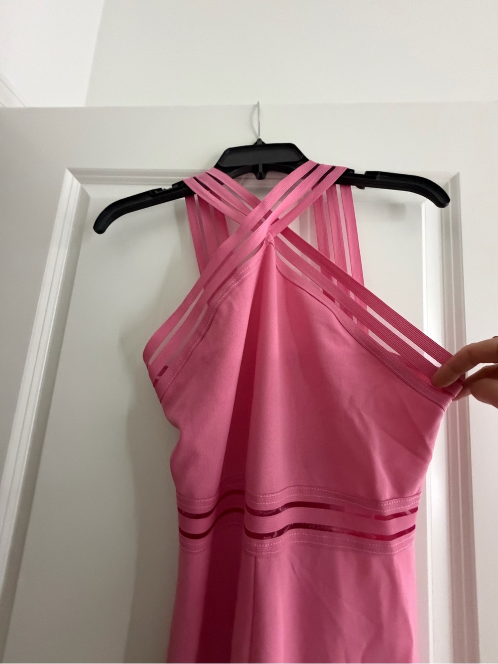 Sleeveless Pink Cross-Back Maxi Dress - Picture 2 of 7